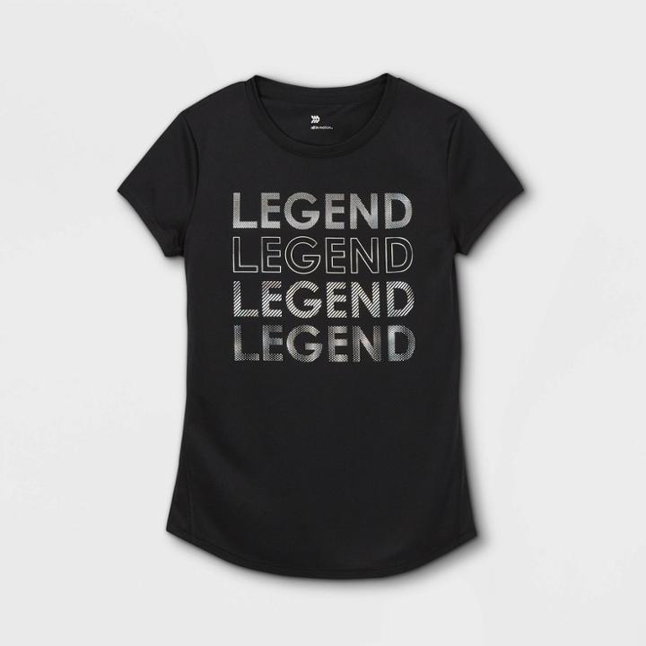 Girls' Short Sleeve 'legend' Graphic T-shirt - All In Motion Black
