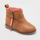Toddler Girls' Valley Zipper Ankle Fashion Boots - Cat & Jack Cognac (red)