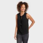 Women's Eyelet Lace Rib Knit Tank Top - Knox Rose Black