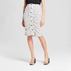 Women's Polka Dot Button Placket Ruched Front Skirt - Alison Andrews White/black