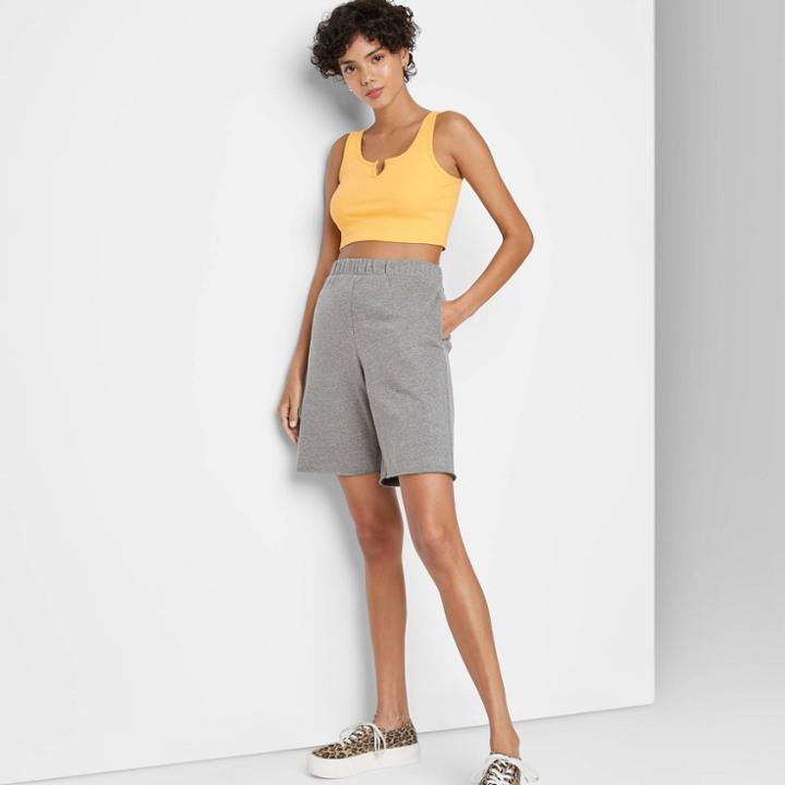 Women's High-rise Bermuda Shorts - Wild Fable Heather Gray