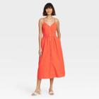 Women's Sleeveless Button-front Dress - A New Day Orange