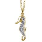 Target Women's Sterling Silver Accent Round-cut White Diamond Pave Set Seahorse Pendant - Yellow