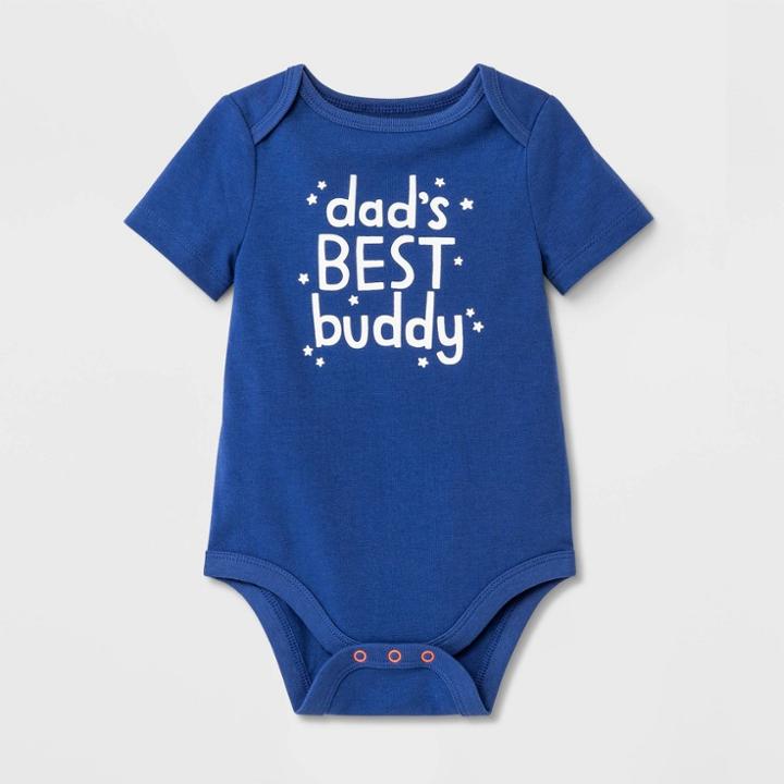 Baby Boys' Dad Short Sleeve Bodysuit - Cat & Jack Light Navy Blue Newborn