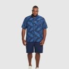 Van Heusen Men's Tall Printed Classic Fit Short Sleeve Camp Shirt - Black Iris