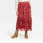 Women's Pleated Mesh Maxi A-line Skirt - Knox Rose Red