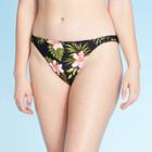 Women's Crochet Trim Hipster Bikini Bottom - Xhilaration Black Floral S, Women's,