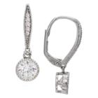 Distributed By Target Women's Leverback Drop Earrings With Clear Cubic Zirconiain Sterling Silver - Clear/gray