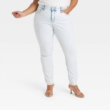 Women's Mid-rise Skinny Jeans - Ava & Viv Light Blue Denim
