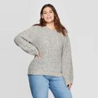 Women's Plus Size Long Sleeve Crewneck Chunky Pullover Sweater - Universal Thread Gray 1x, Women's,