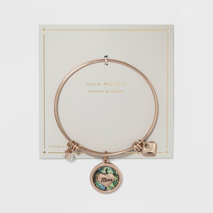 Target Stainless Steel Mom Abalone Bangle Bracelet - Rose Gold, Girl's