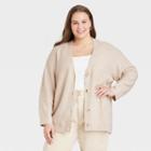 Women's Plus Size Button-front Cardigan - A New Day Oatmeal
