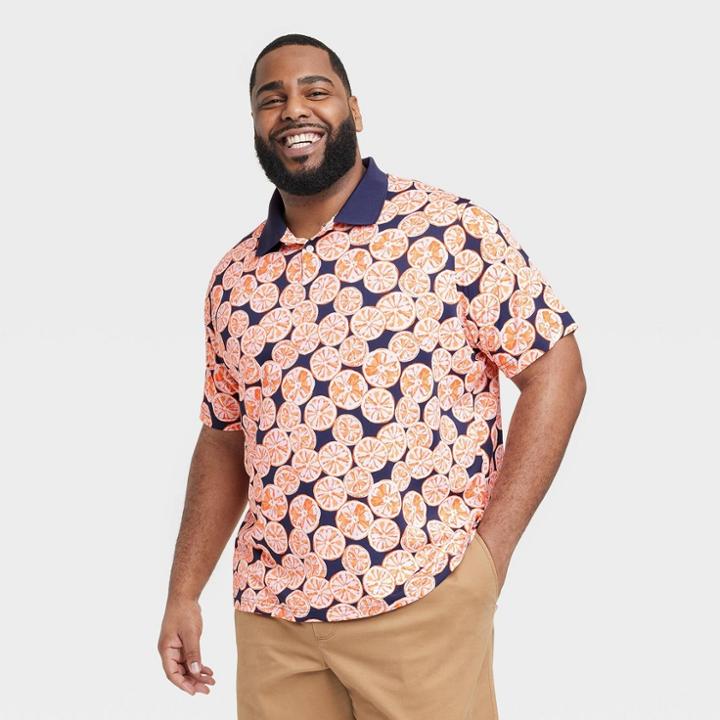 Men's Big & Tall Regular Fit Short Sleeve Performance Polo Shirt - Goodfellow & Co Navy Blue