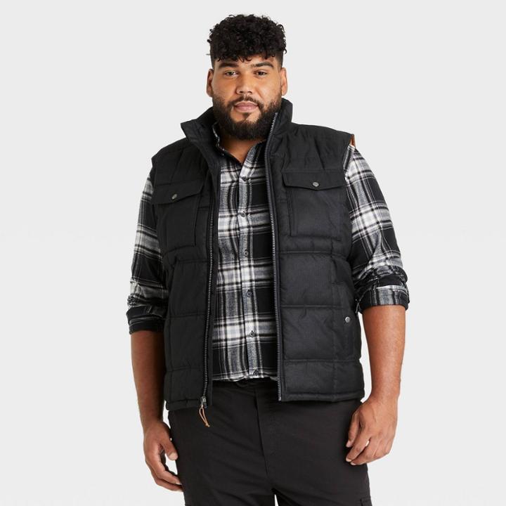 Men's Tall Midweight Puffer Vest - Goodfellow & Co Black