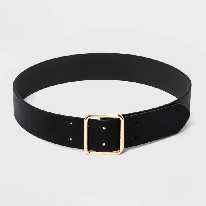 Women's Double Center Prong Belt - A New Day Black