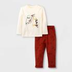 Toddler Boys' 2pc Skateboard Long Sleeve T-shirt & Jogger Pants Set - Art Class Cream/brown