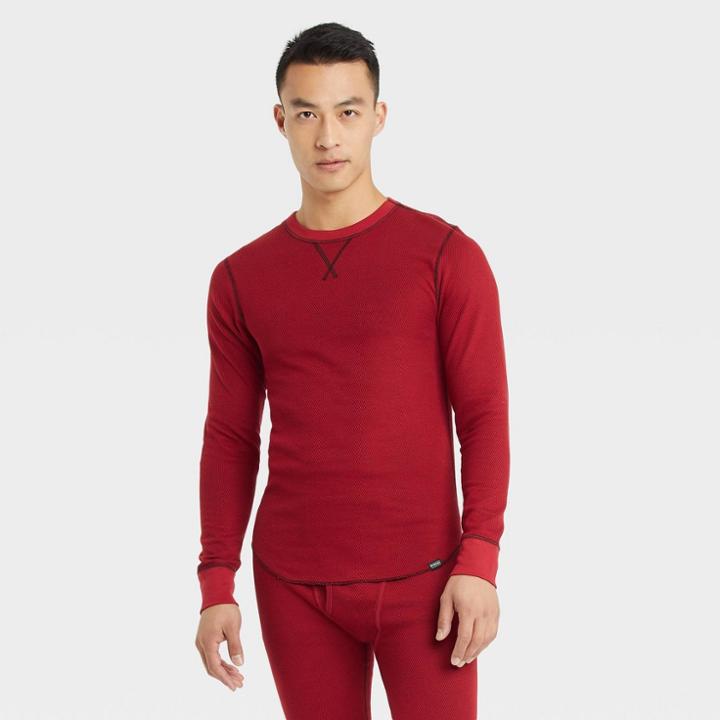 Hanes Men's Thermal Crew Neck T-shirt - Heathered Red