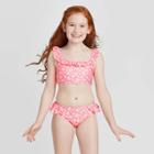 Girls' Daisy Ruffle Bikini Swimsuit Set - Cat & Jack Pink