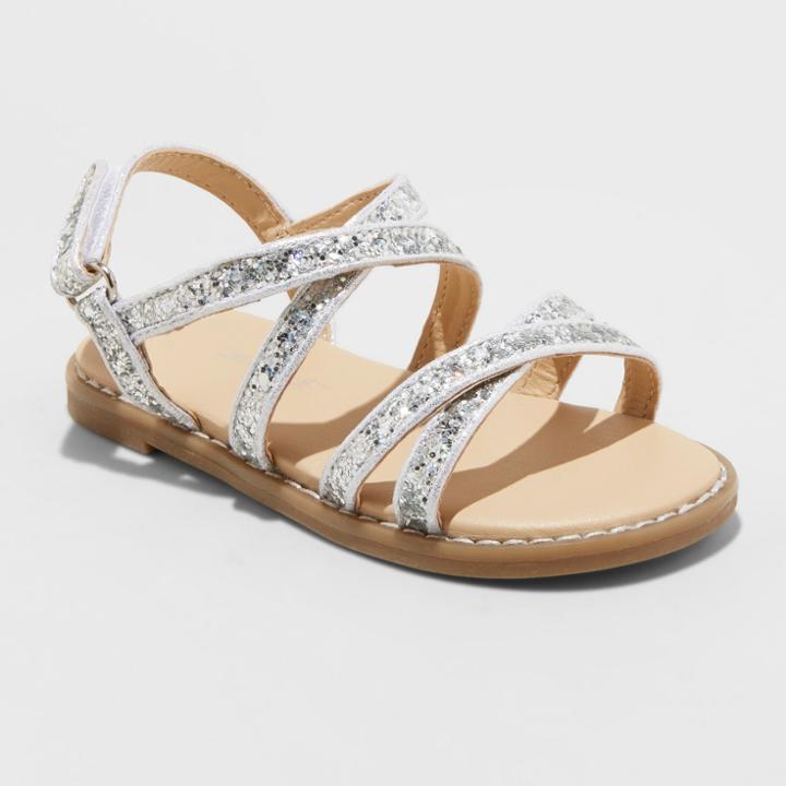 Toddler Girls' Darcie Slide Sandals - Cat & Jack Silver