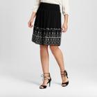 Women's Rayon Gauze Skirt With Front And Back Embroidery - Knox Rose Black