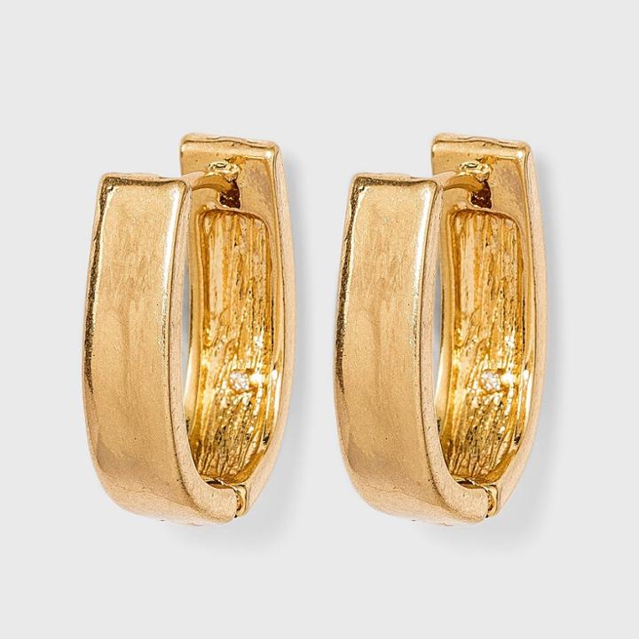 Mid Sized Huggie Hinged Hoop Earrings - Universal Thread Worn Gold