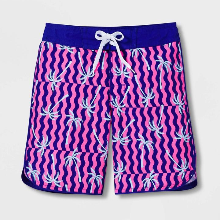 Boys' Palm Print Swim Shorts - Art Class Blue