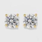 Gold Over Sterling Silver Round Cubic Zirconia Stud Fine Jewelry Earrings - A New Day Gold/clear