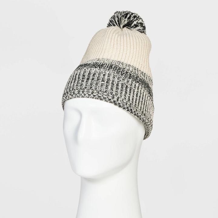 Men's Pom Beanie With Lined Fleece - Goodfellow & Co Cream, Ivory