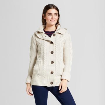 Cliche Women's Button Front Cable Cardigan - Clich White