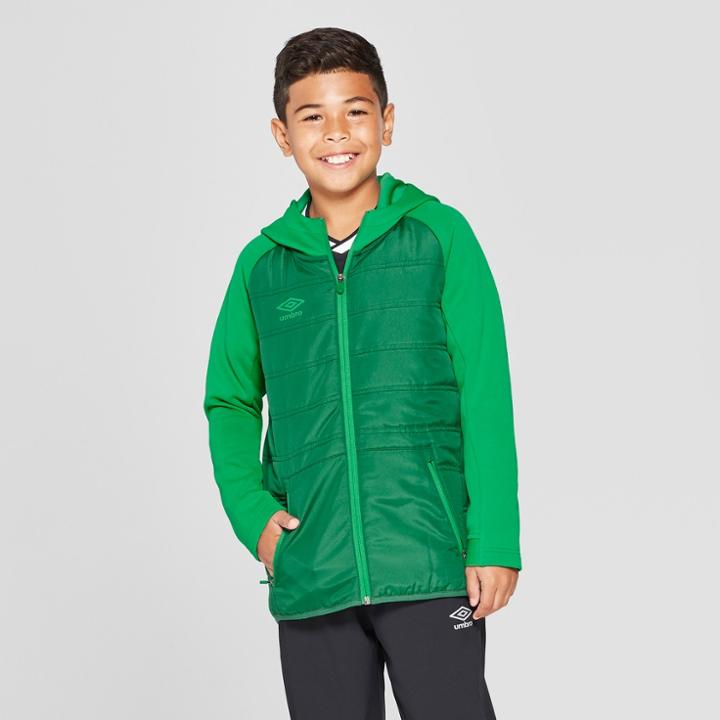 Umbro Boys' Insulated Full Zip Fleece Jacket - Green