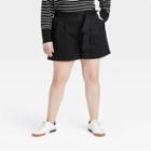 Women's Plus Size High-rise Pleat Front Shorts - A New Day Black