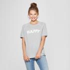 Women's Short Sleeve Happy Chenille French Terry Graphic T-shirt - Grayson Threads (juniors') Heather Gray