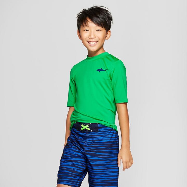 Boys' Shark Pocket Rash Guard - Cat & Jack Green M, Boy's,