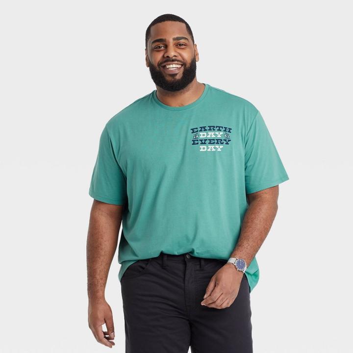 Men's Tall Printed Standard Fit Short Sleeve Crewneck T-shirt - Goodfellow & Co Blue/letters