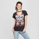 Bravado Women's Run Dmc Short Sleeve Neck Cut-out Graphic T-shirt (juniors') Black
