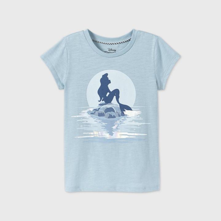 Girls' Disney The Little Mermaid Short Sleeve T-shirt - Blue Xs - Disney
