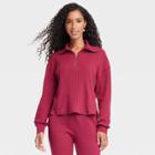 Women's Waffle Knit Quarter Zip Sweatshirt - Universal Thread Red