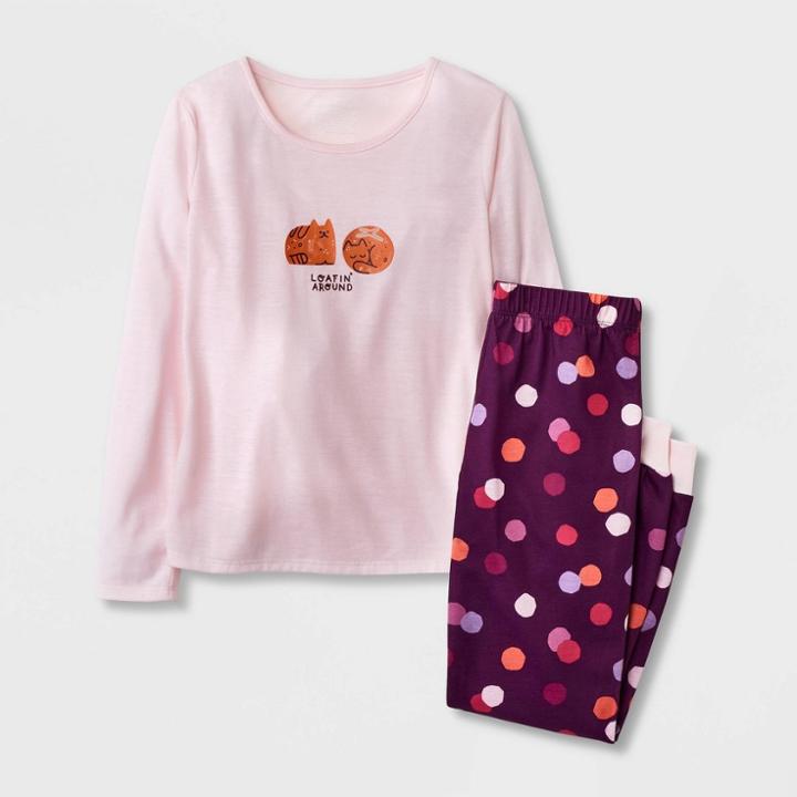 Girls' 2pc Long Sleeve Pajama Set - Cat & Jack Purple/pink