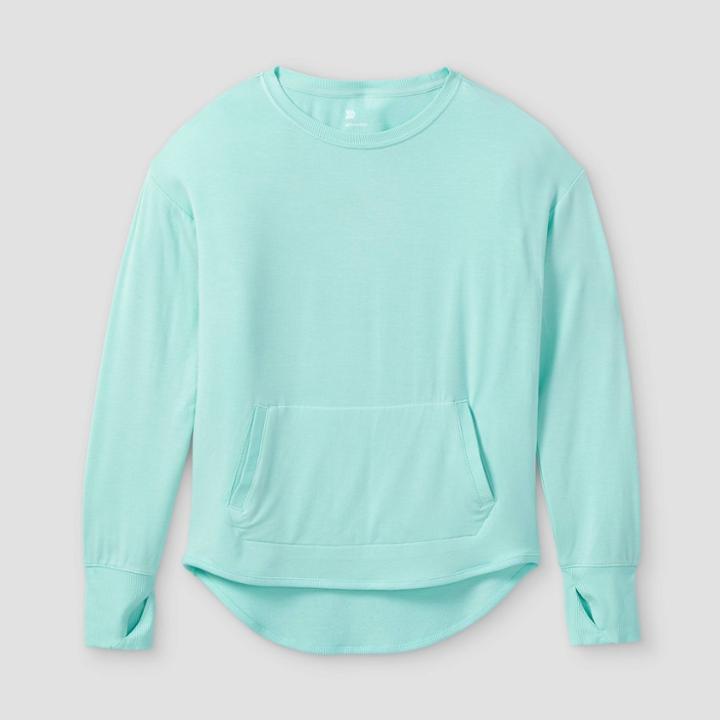 Girls' Cozy Lightweight Fleece Crewneck Sweatshirt - All In Motion Aqua Green