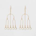 U Shaped Wire And Dangling Pearls Earrings - A New Day Gold,
