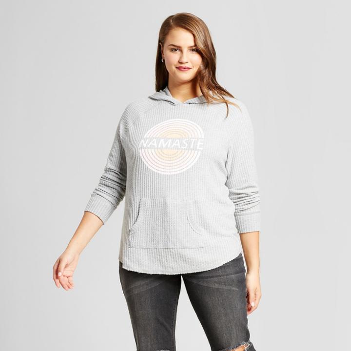 Women's Plus Size Namaste Graphic Hoodie Sweatshirt - Grayson Threads (juniors') Gray