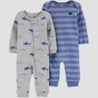 Baby Boys' 2pk Shark Jumpsuit - Just One You Made By Carter's Blue Newborn