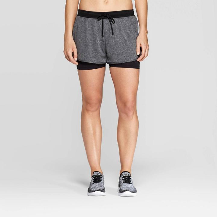 Women's Knit Layered Shorts 4 - C9 Champion Black Heather