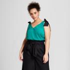 Women's Plus Size Sleeveless Button-back Tank Top - Who What Wear Green X