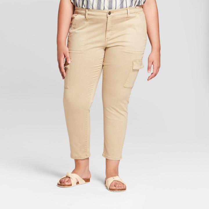 Women's Plus Size Skinny Utility Crop Jeans - Universal Thread Tan