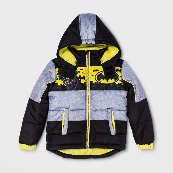 Dc Comics Boys' Batman Puffer Jacket - Black