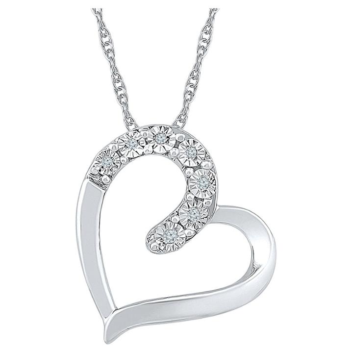 Target Diamond Accent Round White Diamond Heart Pendant In Sterling Silver (i-j,i2-i3), Girl's