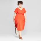 Women's Plus Size V-neck Dress - Universal Thread Orange X