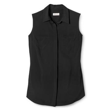 Merona Women's Sleeveless Button Down Blouse - Black -