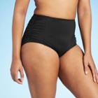 Women's Full Coverage Ruched High Waist Bikini Bottom - Kona Sol Black S, Size: Small, Black Universe